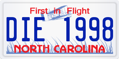 NC license plate DIE1998