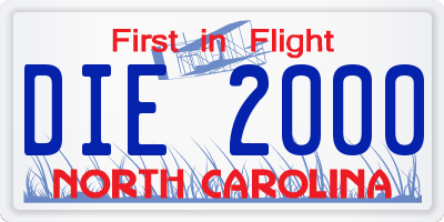 NC license plate DIE2000