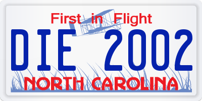 NC license plate DIE2002