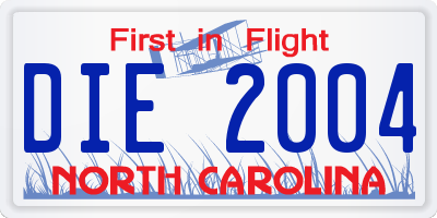 NC license plate DIE2004