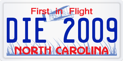 NC license plate DIE2009