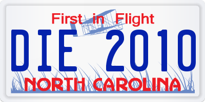 NC license plate DIE2010