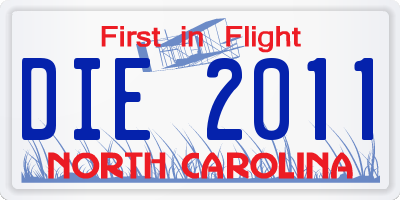 NC license plate DIE2011