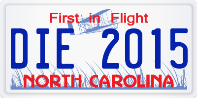 NC license plate DIE2015
