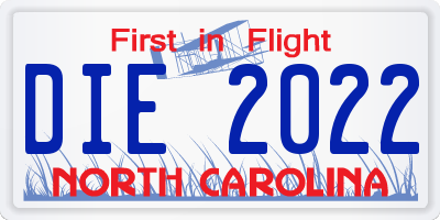 NC license plate DIE2022