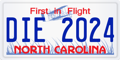 NC license plate DIE2024