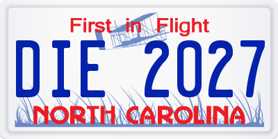 NC license plate DIE2027