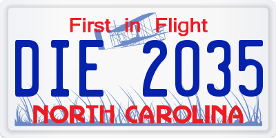 NC license plate DIE2035