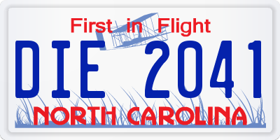 NC license plate DIE2041