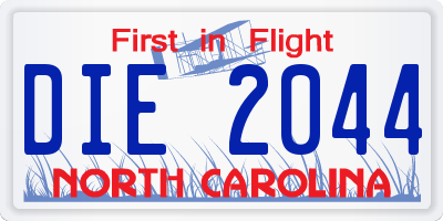 NC license plate DIE2044