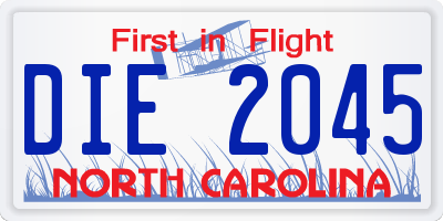NC license plate DIE2045