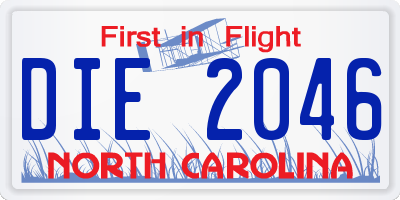 NC license plate DIE2046