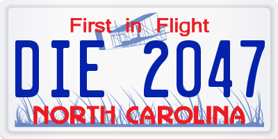 NC license plate DIE2047