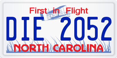 NC license plate DIE2052
