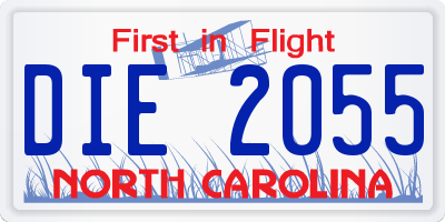NC license plate DIE2055
