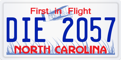 NC license plate DIE2057