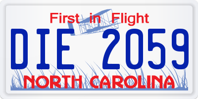 NC license plate DIE2059
