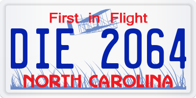 NC license plate DIE2064