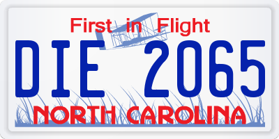 NC license plate DIE2065