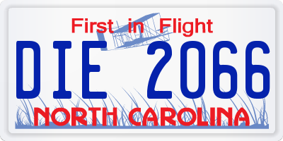 NC license plate DIE2066