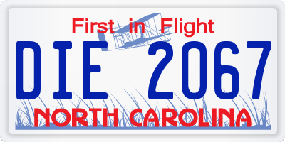 NC license plate DIE2067
