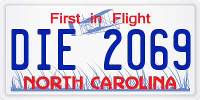 NC license plate DIE2069