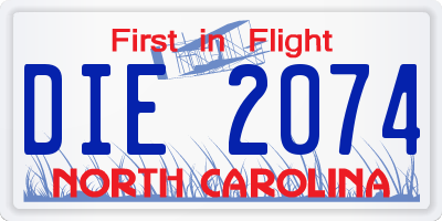 NC license plate DIE2074