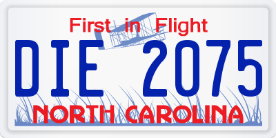 NC license plate DIE2075