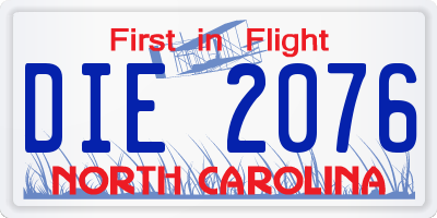 NC license plate DIE2076