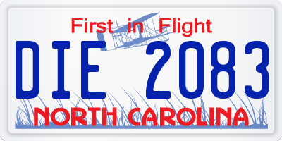NC license plate DIE2083
