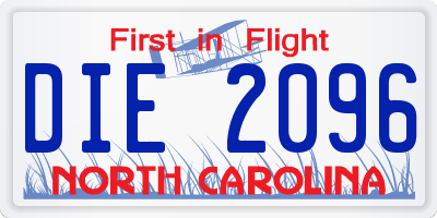 NC license plate DIE2096