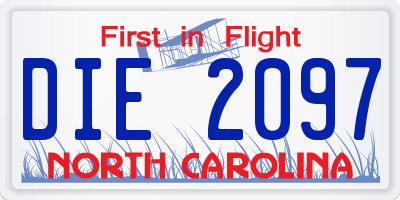 NC license plate DIE2097