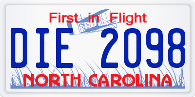 NC license plate DIE2098