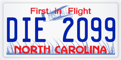 NC license plate DIE2099