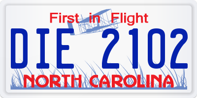 NC license plate DIE2102