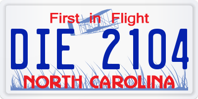 NC license plate DIE2104