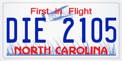 NC license plate DIE2105