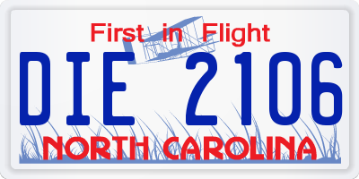 NC license plate DIE2106