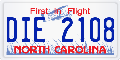 NC license plate DIE2108