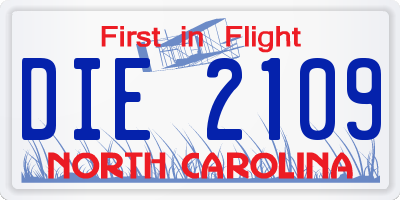NC license plate DIE2109