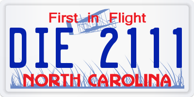 NC license plate DIE2111