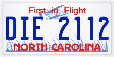 NC license plate DIE2112