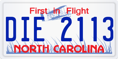 NC license plate DIE2113