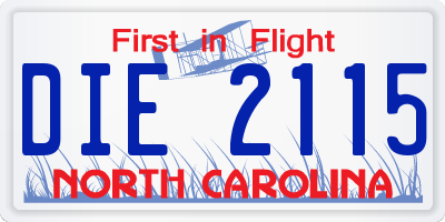 NC license plate DIE2115