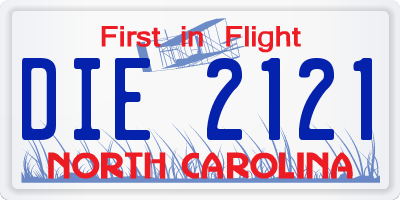 NC license plate DIE2121