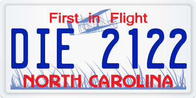 NC license plate DIE2122