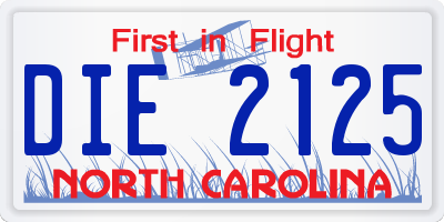 NC license plate DIE2125