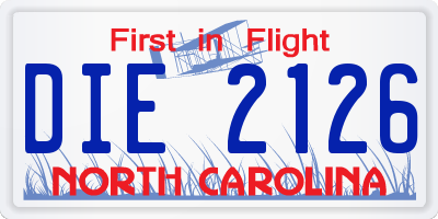 NC license plate DIE2126
