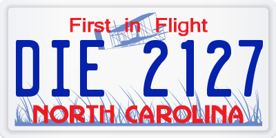 NC license plate DIE2127