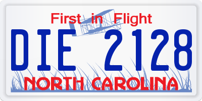 NC license plate DIE2128
